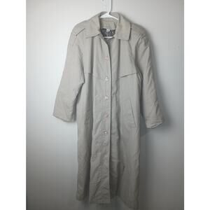 Vtg Trench Coat Degrees Beige Paisley lined Women Size 8 Classic Old Money